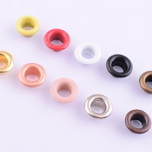 Öljetter i metall, 200 st 4 mm små runda hål, mini-öljetter i metall, för läder/canvas, guld/roséguld/silver/svart/vit/brons öljetter