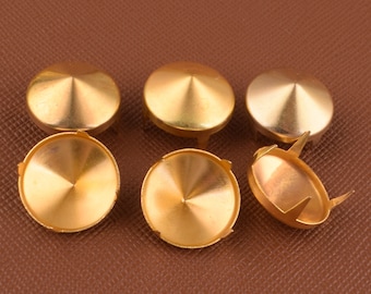Gold cone studs,Claws rivet studs,14mm Nailheads Metal brass Spikes decorations studs,4 claws nail studs Leather Craft Accessories.100 pcs