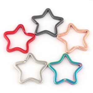 Star Shape key Ring,1 1/4&#39;&#39; Rainbow Double Split Rings Key Rings,Red/silver/rose gold/rainbow Split Key Rings,double jump rings,split rings