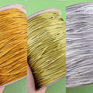 Silver Gold Sparkle Cord String Jewelry Cord Elastic Rubber 