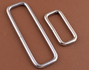 Anillo rectangular de plata, 1''(25mm) 2''(51mm) hebilla deslizante, anillos de correa de lazo cuadrado, hebillas de correa, bolsa de bolsa de metal fabricación 12 piezas