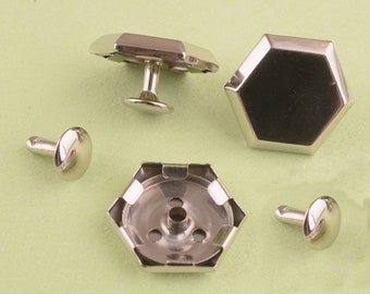 plata grandes pernos de remache metal Double Cap Rivets Cuero Rápido hardware de trabajo de cuero