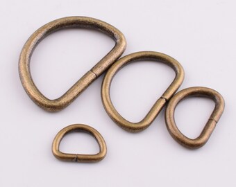 Bronze D-rings,1'',3/4'',1/2'',1/3'' D rings,4 Sizes Metal Small D buckles loop D circles Strap ring for Purse/leather/webbing/bag hardware