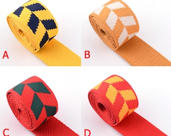 38mm Cotton Webbing,1.5'' Red Yellow Striped Webbing,Heavy Duty Webbing Strap For Bag Handles,Handbag Strap,Pet Collar Making Accessories