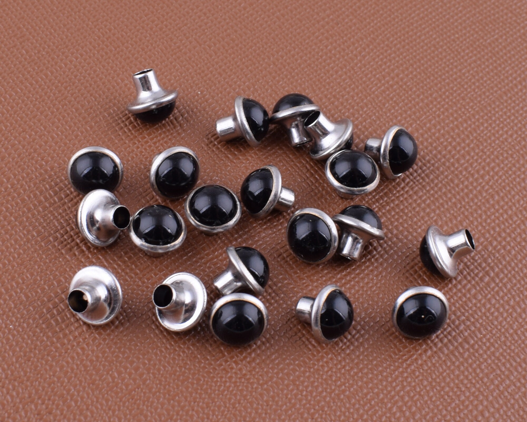 Gem Rivet Black Gem Rivet Studs,6mm/7mm Single Cap Marble Synthetic Rivets ...