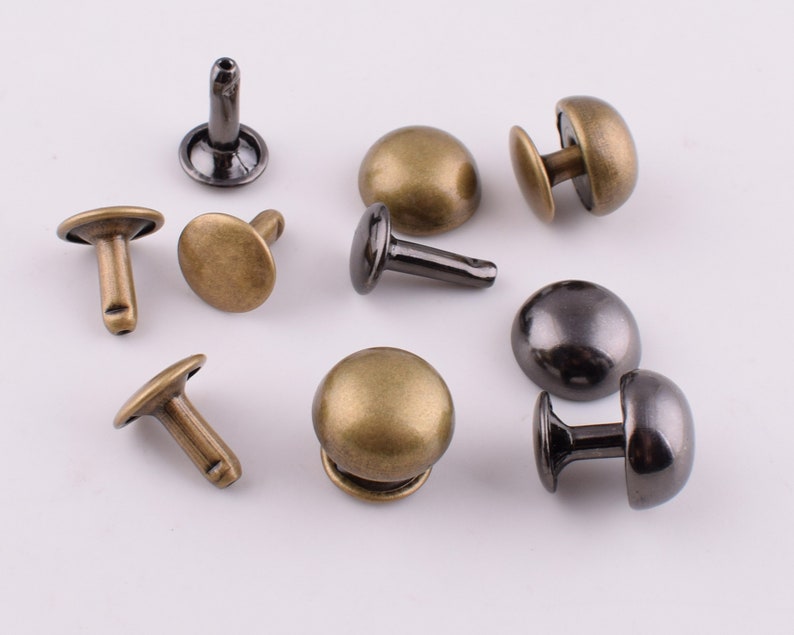 Round dome rivet studs,12*11 mm Bronzeblack half round ball rivet,Double cap metal rapid rivet decorative rivets for leather crafts 50 sets