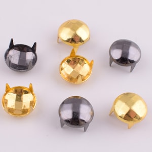 Schwarz/Gold Nailheads Ohrstecker, 9mm Runde Kuppel kleine Kralle Nieten, Metall Messing Spikes Ohrstecker, für Leder, Schuhe Tuch Punk Zubehör 100 Stück