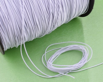50 Yards White Elastic cord,1MM 1.5MM 2MM 2.5MM Round Elastic Draw cord rope,Jewelry Beading Stretch String for hair tie mask making
