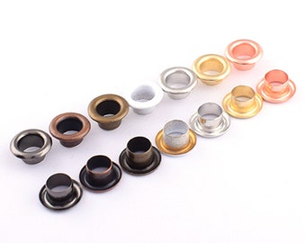 Occhielli Grommets in metallo con rondelle, grommets occhielli colorati da 6 mm per artigianato in pelle, occhielli in metallo per borse abbigliamento scarpe accessori per borse