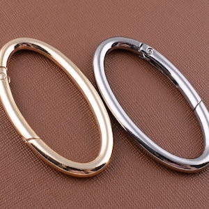 Ovale Feder Tor Ringe, 50mm große Feder Ring Metall Push Snap Haken, 2'' Licht gold/Silber ovale Verschluss Clips für Geldbörse/Handtasche Hardware 4 Stück