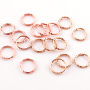 Small key rings,Round rose gold keychain Rings split rings,10mm O rings Iron lanyard key fob rings Jewelry Making DIY Supplies 200 Pcs