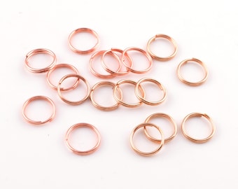Small key rings,Round rose gold keychain Rings split rings,10mm O rings Iron lanyard key fob rings Jewelry Making DIY Supplies 200 Pcs