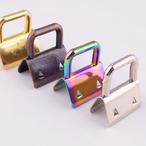 Key fob hardware 3/4&quot; (20mm)Gold/Antique copper/Rainbow/Silver Key chain keyring ribbon strap Fabric Keyfob for Keychains Wristlets 20 pcs