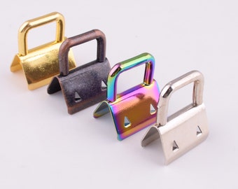 Key fob hardware 3/4&quot; (20mm)Gold/Antique copper/Rainbow/Silver Key chain keyring ribbon strap Fabric Keyfob for Keychains Wristlets 20 pcs