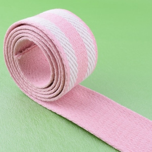 Stripes Webbing,1.5&#39;&#39;&#39;(38mm)Jacquard Ruban rose rayures blanches artisanat ruban tissé, En gros coton ethnique sangle poignée de sac par cour