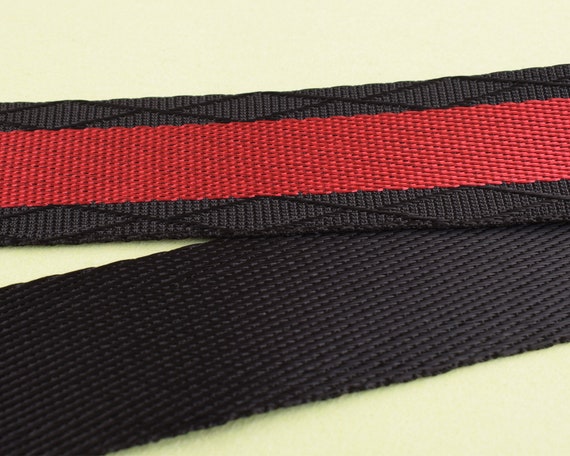 1 Inch Nylon Webbing Black and Red Stripes Webbing Bag Strap Webbing ,woven  Tape Gift for Lover 