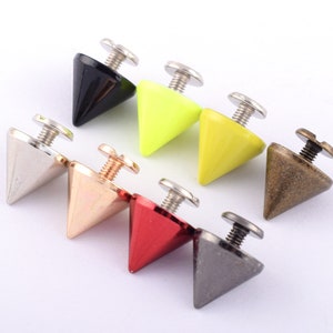 Metal Bullet Punk Screw Rivets,Screw Punk Studs with Screws Bullet Cone Spikes Studs Screw,Cone Rivets for Leather Crafts Clothes Making