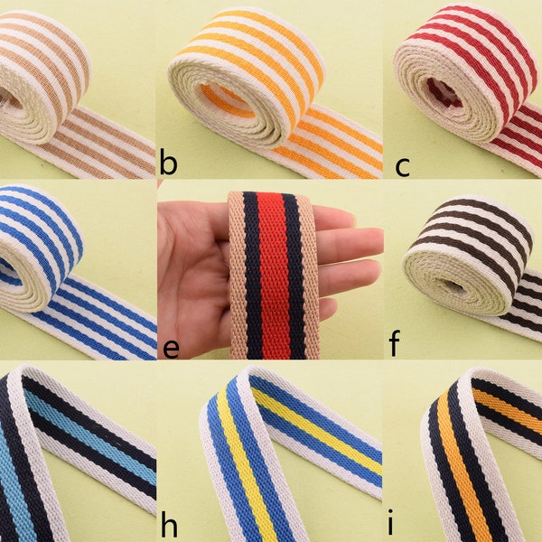 Colorful Stripes webbing,1.5''(38mm)Soft cotton ribbon woven tape,Nine of the fabric strap for Hand bag/Purse DIY Sewing Supplies