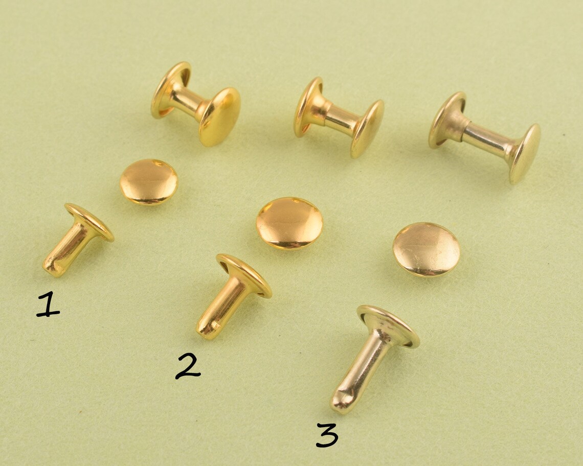 Round Rivet Metal Double Cap Rivets Gold Rivets for Leather Etsy