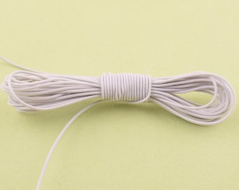 1mm Elastic cord,White Round Elastic Drawcord,Nylon Rubber Stretch String Elastic rope for mask beading bracelet hair tie jewelry making