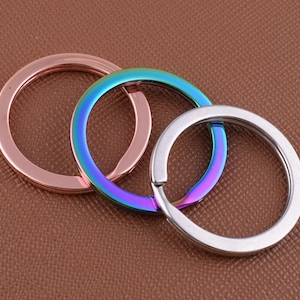 Key rings,Rainbow/rose gold/silver Keychain Rings,1 inch 25mm Iron O rings double split flat key rings,Metal round loop lanyard rings 30 Pcs