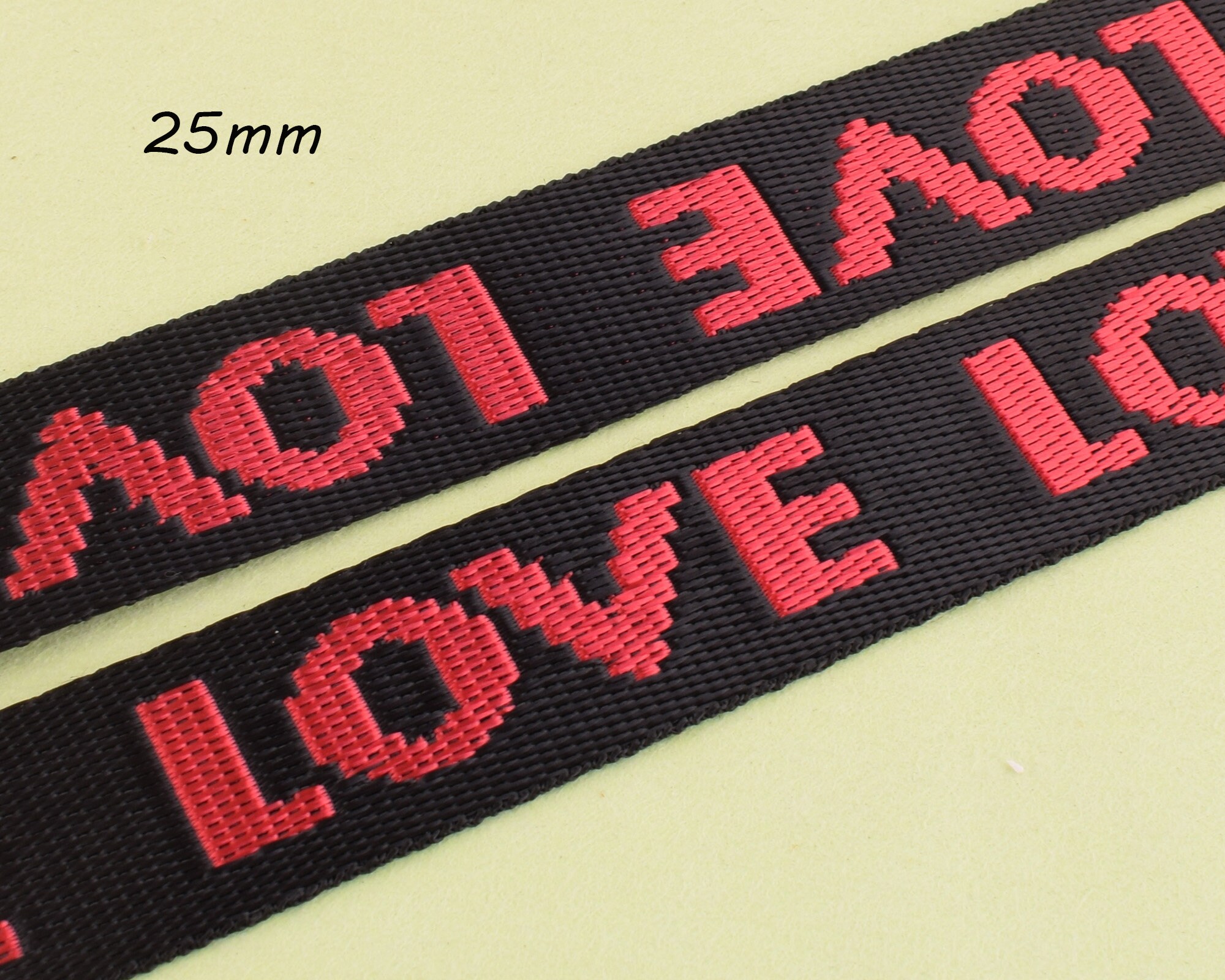1 Inch Nylon Webbing Black and Red Stripes Webbing Bag Strap Webbing ,woven  Tape Gift for Lover 