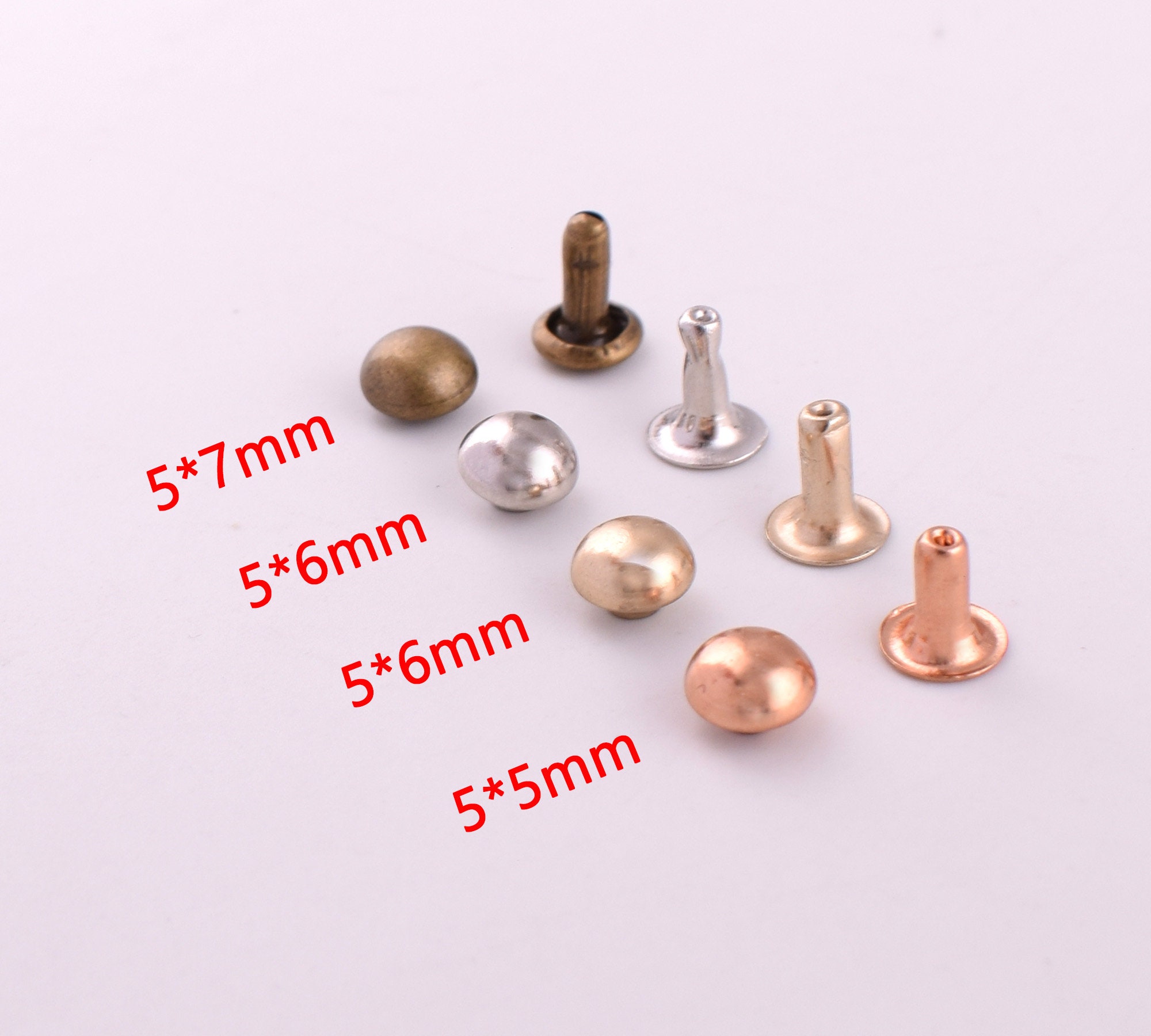 Double Cap Rivets-stud 5mm Mini Rivets Metal Buttons Double Head Purse ...
