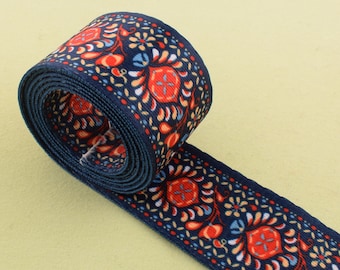 Jacquard ribbon,Soft Ethnic webbing,1.5''(38mm)Colorful flower design pattern webbing,Belt Bag Strap,Wholesale DIY Sewing webbing