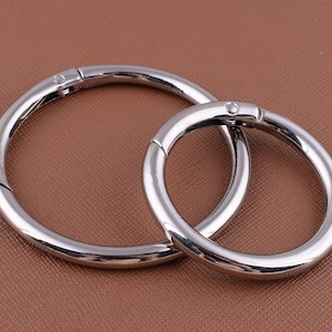 Silver Spring gate rings,Push Snap Hook ring 35mm 50mm Large Metal O ring clasp,2 Inch Round Spring O-rings for bag/purse 4 pcs