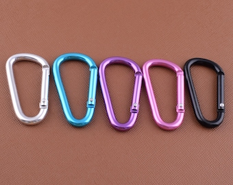 Aluminum Carabiner hook,Silver/blue/purple/pink/black Carabiner Snap hook,Connector carabiner key chain key rings clasp 10pcs