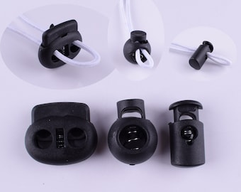 Cord Lock Plastic Stopper Cord End Toggle Clip Buckle,50 pcs Black cord Shoelace Sportswear Clothing mask cord adjustment Accessories
