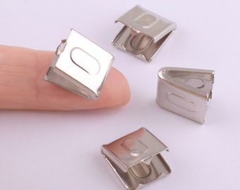 Silver End Crimp Ribbon Clamp,12mm metal Ribbon End Caps clamper clasp,Ribbon Cord End Clamps Cap Fastener Make Christmas/Thanksgiving gifts