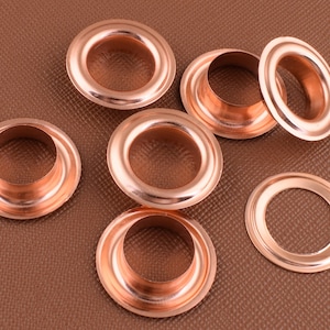 Rose gold Eyelets,12*20mm large hole round Eyelets grommet with washer,Metal grommet eyelet for curtain/purse/Leather working,30 Sets