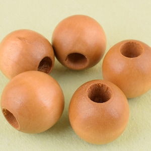 30 Pcs Wooden bead, 20mm Light Brown Round wood ball beads,Large Hole DIY Craft Wooden Bead,Wood Spacer Beads For Jewelry DIY Making