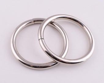 Metal O rings,2'' Large round strap ring,50mm Silver O-rings heavy duty loop rings for purse bag keychain making hardware supplies 6 pcs