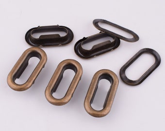 100 sets Oval Eyelet with washer,3/4'' Bronze Oval Grommets Eyelets 19*6(inner) mm Metal eyelets For Clothes Leather craft making