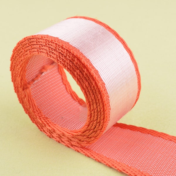 cotton ribbon webbing Orange and white stripes webbing ,1 inch webbing for bag/belt/dog collar