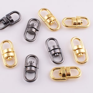 50 Pcs Swivel Connector,Gold/black rotatable double loop rings,Mini keychain connectors for key rings /Handbag chain/lanyard hardware