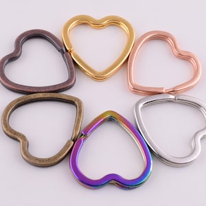 Heart Key Rings Keychain Ring,31mm Rose Gold/Rainbow/Antique Copper/Bronze/Silver Double Flat Split Key Rings,Iron Key Rings Supplies 15pcs