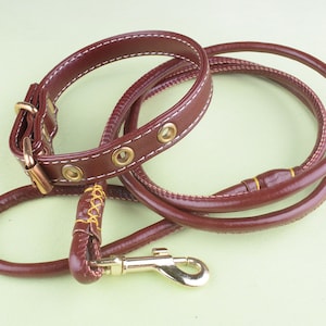 Wein rot Hundehalsband und Leine Set, personalisierte Hundeleine verstellbare Leder Hundehalsband, weiche Hundeleine, gepolsterte Hundehalsbänder, Geschenke für Hunde