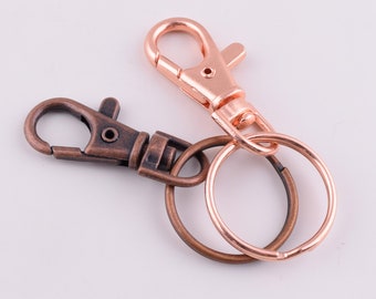 Swivel clasps,6 pcs 25mm Swivel snap hook with metal key rings,Rose gold/antique copper Keychain clasp lobster clasp trigger clasp clips
