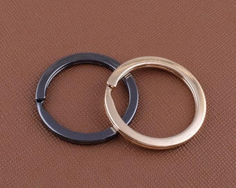 Round key rings,30mm Black/Gold Keychain Rings O rings,Double Split flat key rings loop buckle for key fob/lanyard hardware 20 Pcs