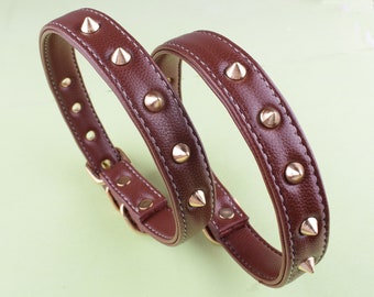 18 inch  adjustable pet collar brown dog collar Leather pet buckle collar boy/girl dog collar