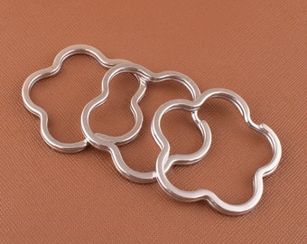 8 Pcs Flower Shape Split Rings ,42mm Flower keyring,Double Split Rings silver Key Rings,Supplies Ideal for Keyrings and Crafts