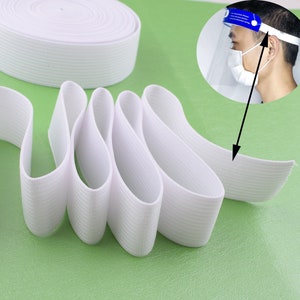 White Elastic bands for face shield,20mm 25mm Flat Trim Elastic Draw rope for DIY handmade Mask Clothing Finish Sewing Elastic Thread cord