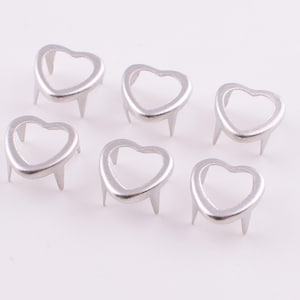 Silver Nailheads studs,7mm Heart shape mini claw studs,Brass metal 4 prong fashion spikes studs Leather hardware 100+ pcs