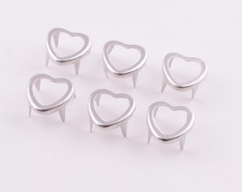 Silver Nailheads studs,7mm Heart shape mini claw studs,Brass metal 4 prong fashion spikes studs Leather hardware 100+ pcs