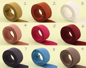 9 colors Webbing 1 inch Colorful Ribbon Webbing,25mm Soft Cotton Bag Strap,Woven Tape Pet Collar Leash Making Supply.