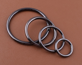 Black O-rings,Large and small round ring buckles,50mm 35mm 30mm 19mm Non welded alloy metal O rings for purse strap embellish macrame ring