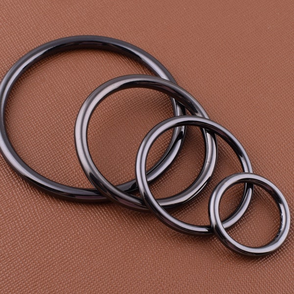 Black O-rings,Large and small round ring buckles,50mm 35mm 30mm 19mm Non welded alloy metal O rings for purse strap embellish macrame ring
